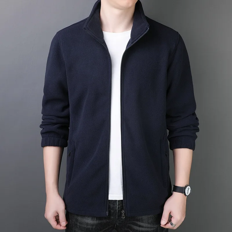 Men's Mid-Autumn Winter Thickened Medium Warm Lamb Fleece Jacket