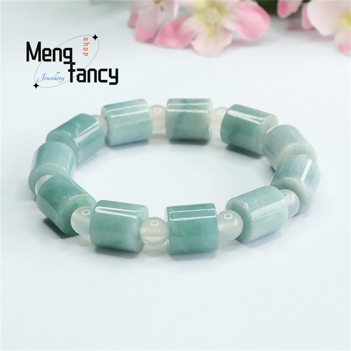 Natural Jadeite Ice Moisturizing Blue Waterway Pass Bracelet Simple Generous Personalized Fashion Versatile Exquisite Jewelry