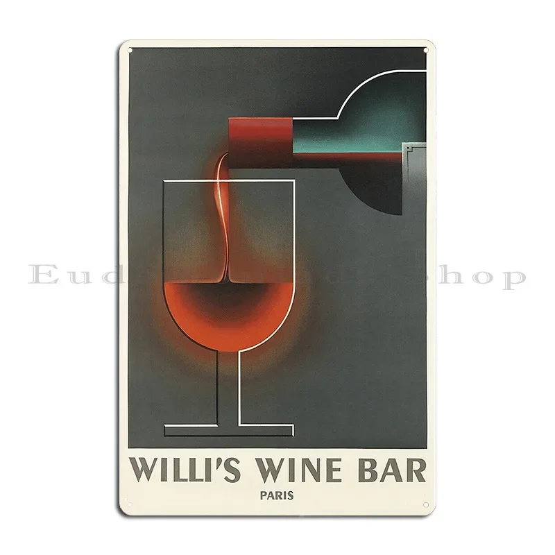 Willi S Wine Bar Vintage Beverage Poster Metal Plaque Poster Retro Plaques Party Vintage Designer Tin Sign Poster