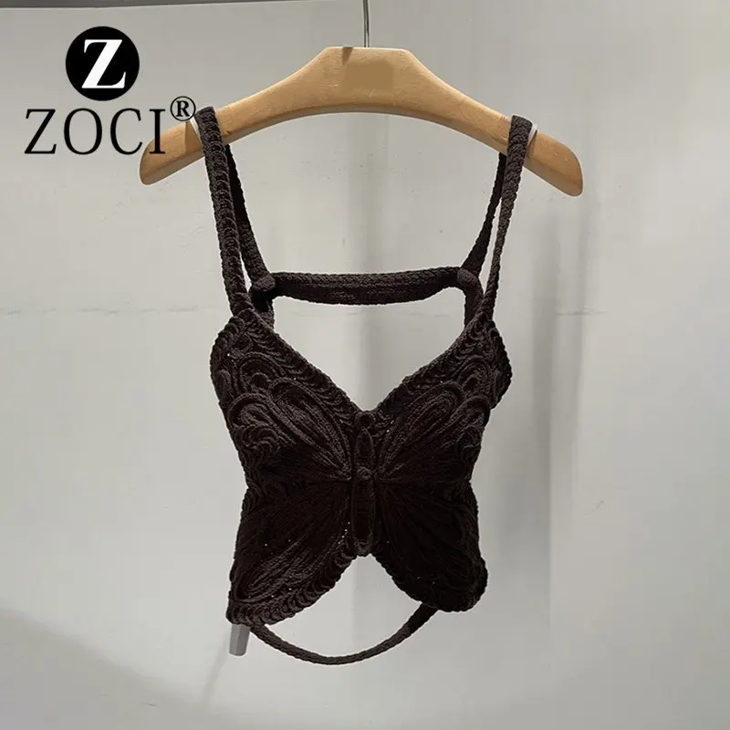 [ZOCI] Group New Solid Color Mini Butterfly Festival Ribbed Open Back Strap Women