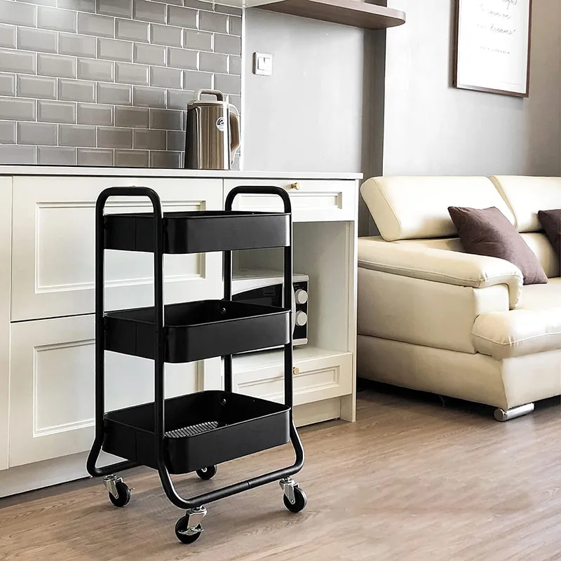 

Kitchen 3-Tier Metal Rolling Coffee Wine Organizer Cart - Easy Assembly, Durable Design, And Versatile Storage For Home & Office