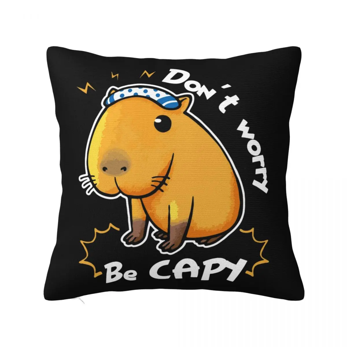 Capybara Don't Worry Be Capy Pillow Case Kawaii Animal Cushion Cover Customized Polyester Decorative Pillowcase for Home 18