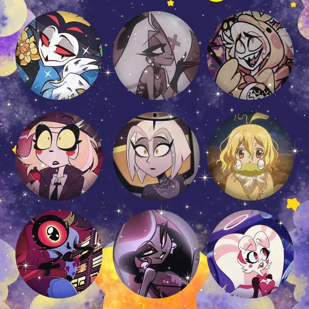 H-Hazbin-N Tinplate Brooch Figure Icon Badge Handmade Brooches For Backpack Clothes Decoration