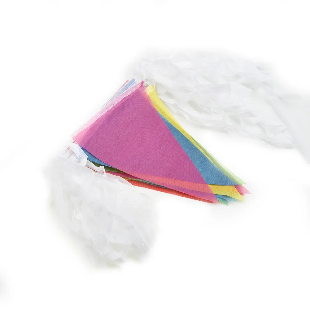 

String Flag For Festival Pennant Birthday Holiday Decoration Polyester Pongee 14*20cm 50M Triangle Multi-Color