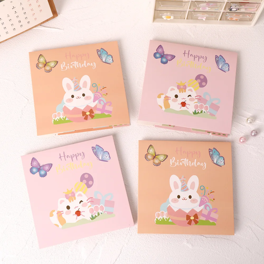 Three-dimensional 3d Cartoon Cute Rabbit Birthday Cake Greeting Card Student Day Gift Holiday Blessing Greeting Card Wholesale