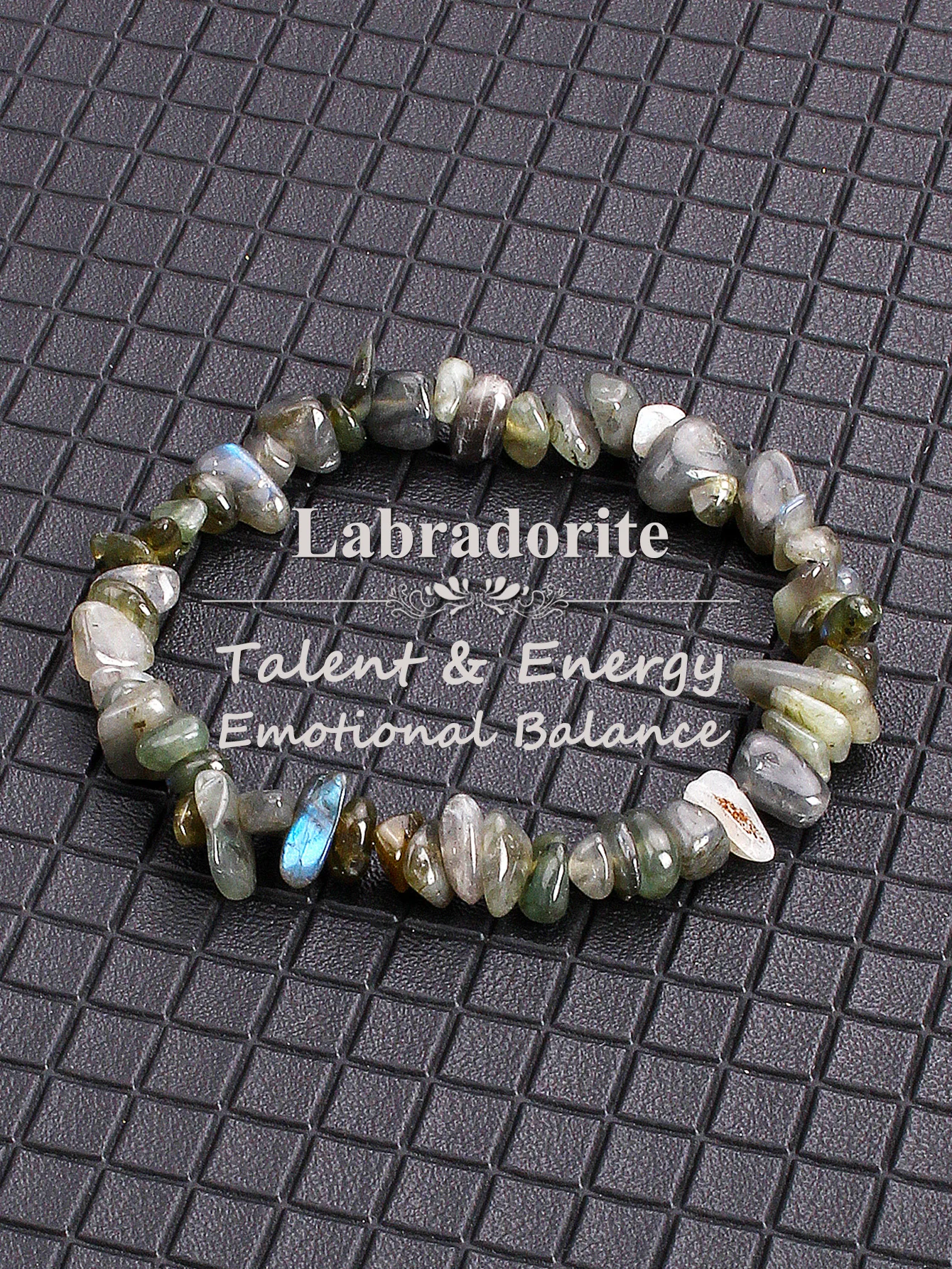

Reiki Labradorite Stone Beaded Bracelet Enhances Intuition Protection Spiritual Awakening Genuine Crushed Irregular Bead Jewelry