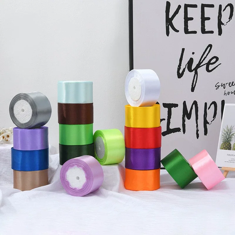 25Yards 5cm Satin Ribbon Handmade Apparel Sewing Auxiliary Materials Christmas Party DIY Gift Box Wrap Party Wedding Decorative