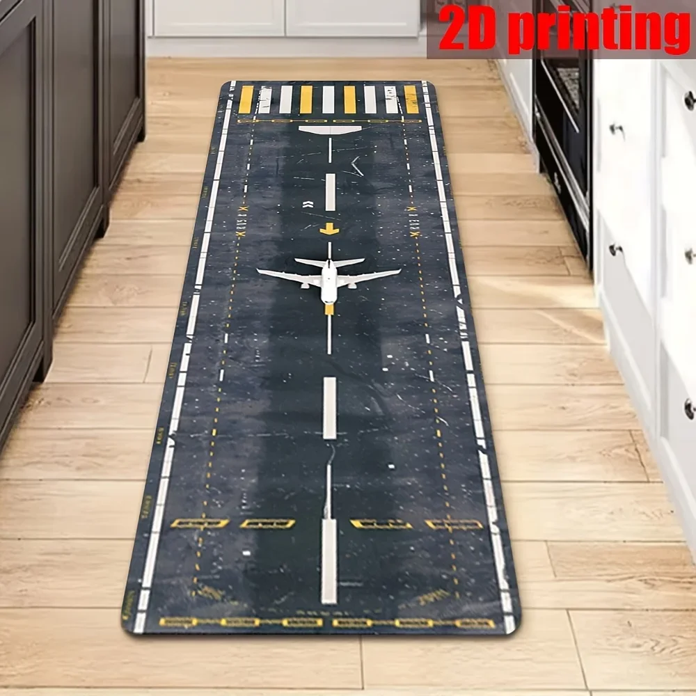 1pc Suitable for Living Rooms Bedrooms Airplane - Thick Super Soft Anti-Slip Floor Mat with Airplane & Runway Pattern, Machine