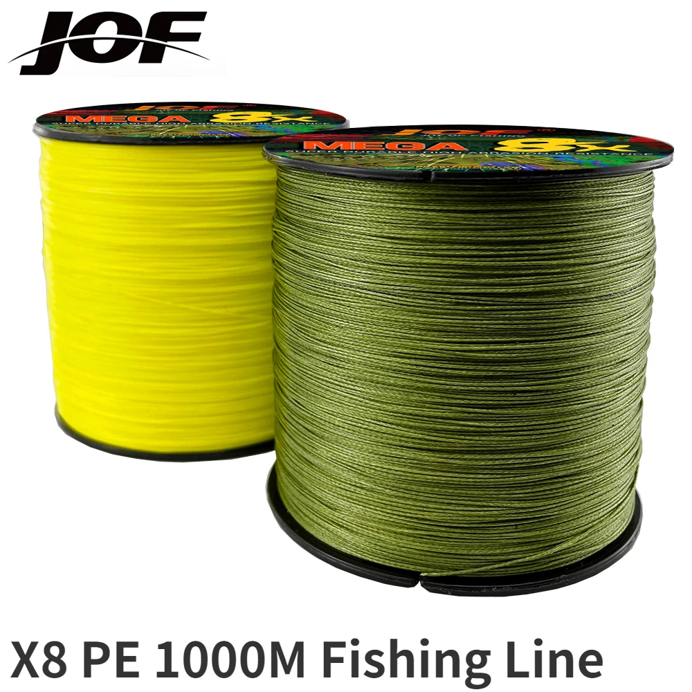 JOF 1000M Fishing Line 8 Strands Multifilament Braided PE Smooth Diameter 0.14-0.50mm Super Pulling Force 18-78LB Sea Fishing