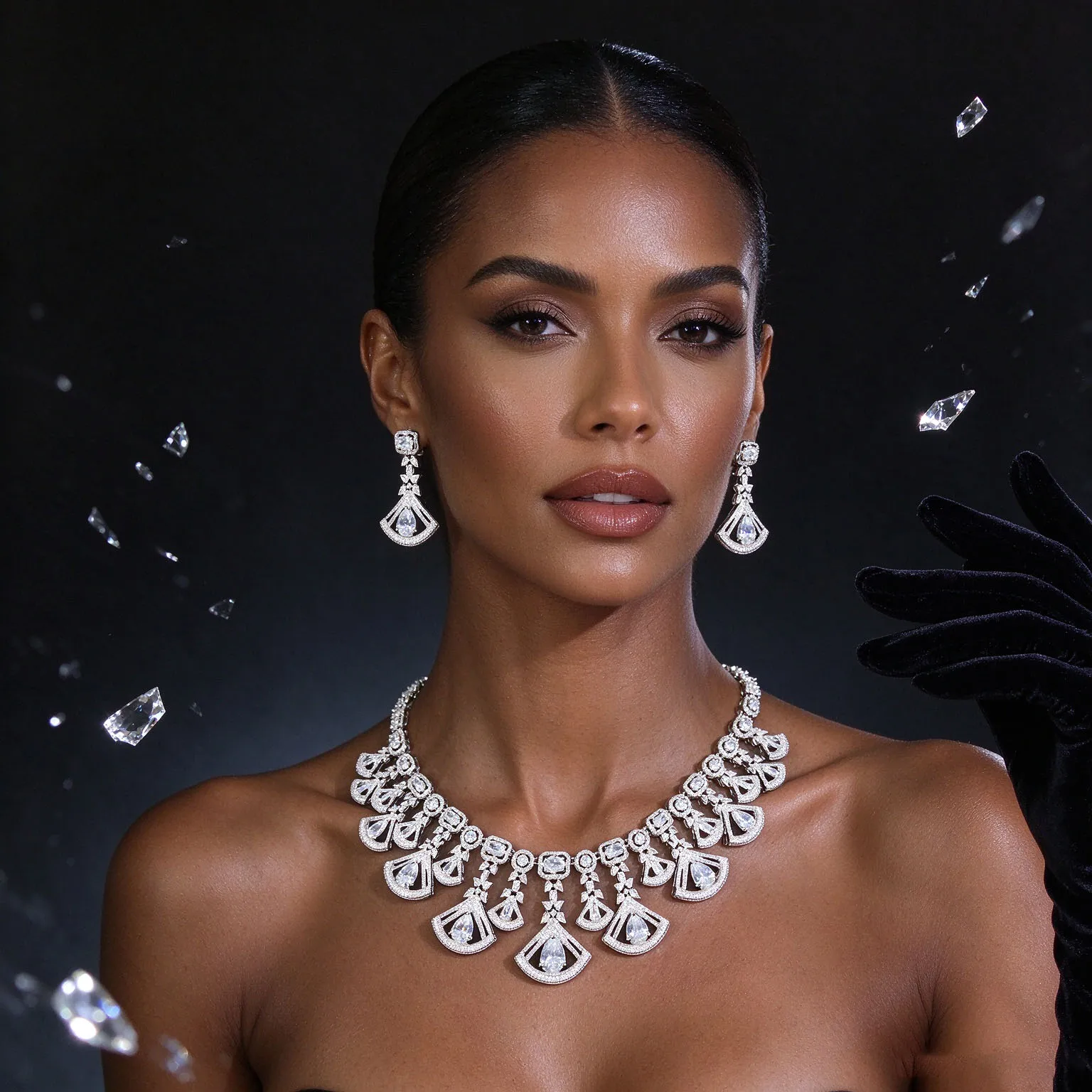 Light Luxury Exquisite Scalloped Necklace and Earring Set Suitable for Wedding Bridal Party Popular Jewelry Birthday Gift M-1185