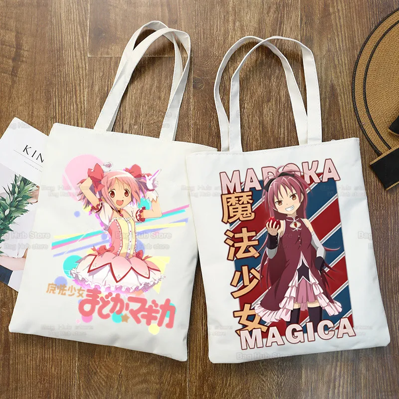 Madoka Magica Puella Magi Mahou Shoujo Kyubey Homura Hakemi Kaname Mami Tote Bag Unisex Canvas Bags Shopping Bags Shoulder Bag