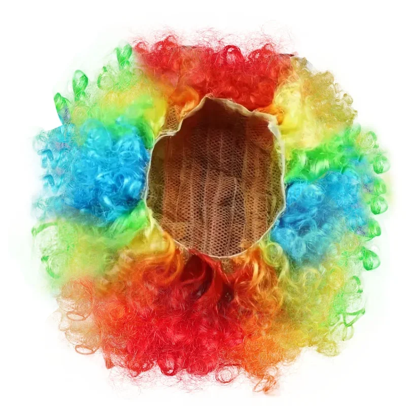 Curly Wig Carnival Explosion Hair Hat Funny Clown Rainbow Headgear Adult Kids Cosplay Wigs Party Props Fluffy Wig Headdress Gift