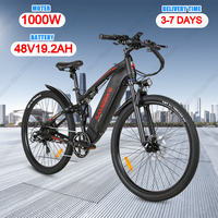 SAMEBIKE RS-A05 Off-Road Electric Bicycle Powerful 1000W Motor 48V19.2Ah Removable Battery Disc Brake Electric Bike Travel EBike