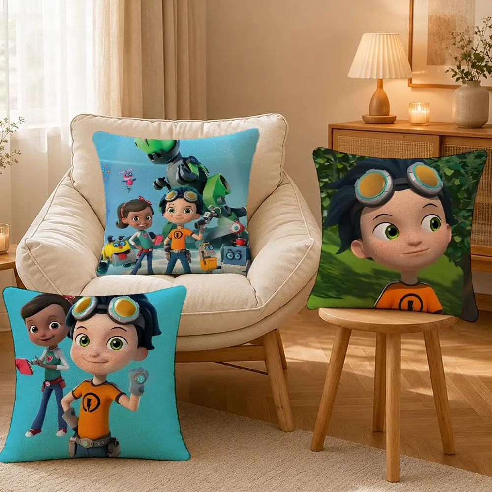 Cartoon Rusty Rivets Robot Art Cushion Cover Personalized Short Plush Soft Bedroom Sofa Home Decor Gift