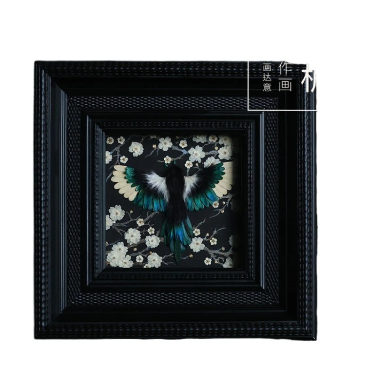 Happy plum shoot plant specimen gift hanging painting, handmade flower magpie advanced decorative painting