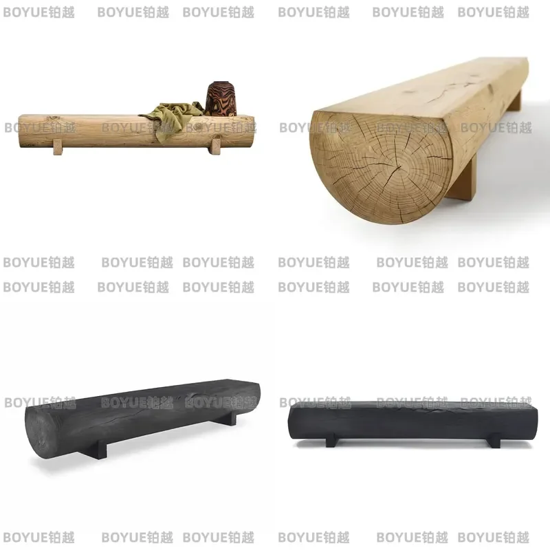 Nordic Solid Wood Round Bench Retro Log Stool Creative Entryway Shoe Changing Seat Porch Resting Furniture for Living Room