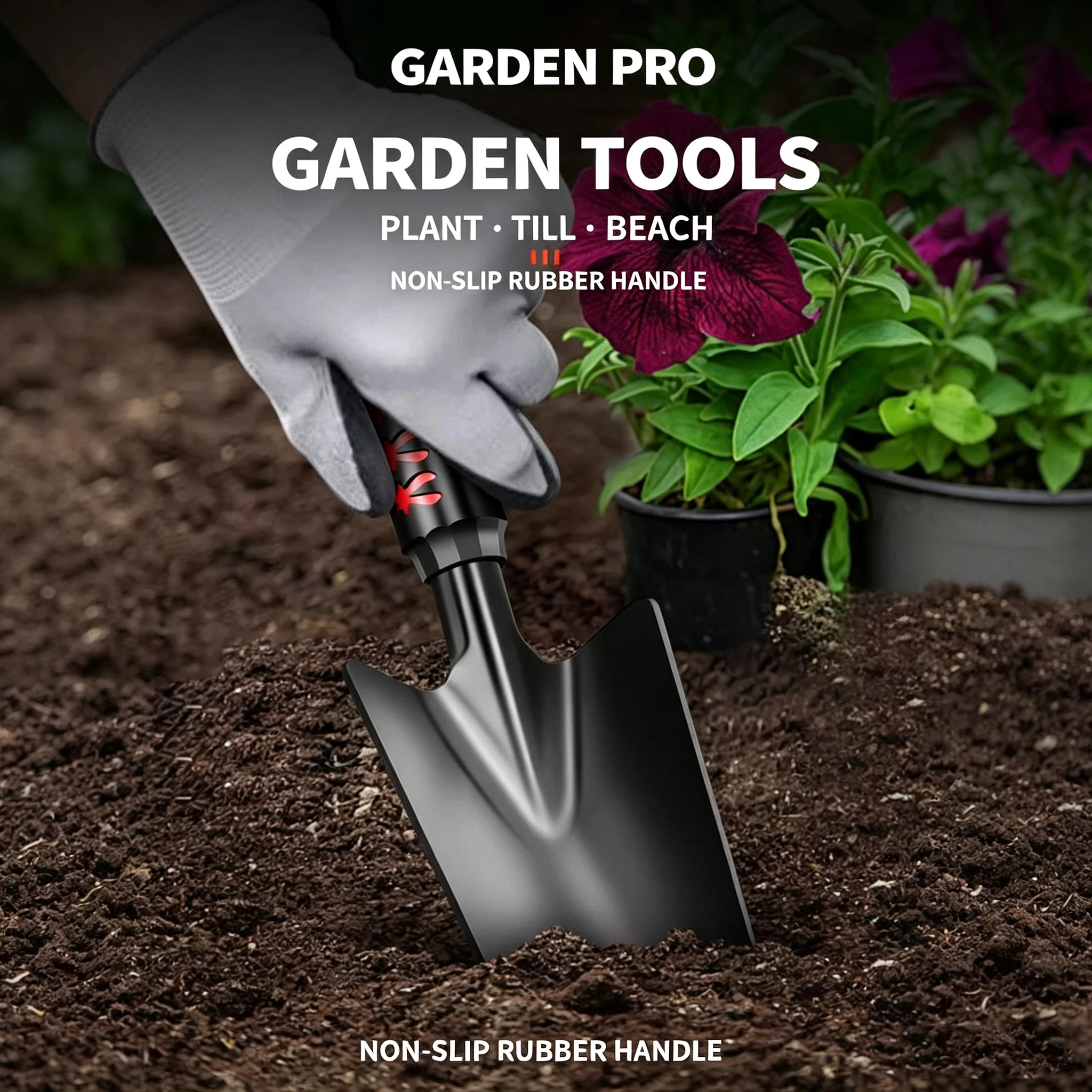 Long Handle Carbon Steel Garden Trowel Rake Hoe, Gardening Tools for Vegetable Planting ,Flower Care ,Beach Digging Gold Panning