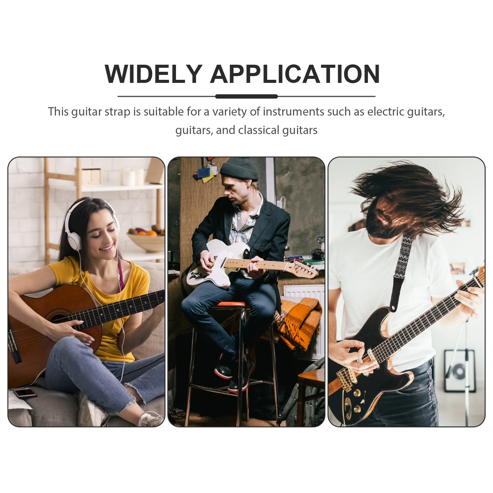 1 set di tracolla per chitarra, resistente all'usura, in cotone durevole, forte, confortevole, pratico per chitarra classica acustica elettrica