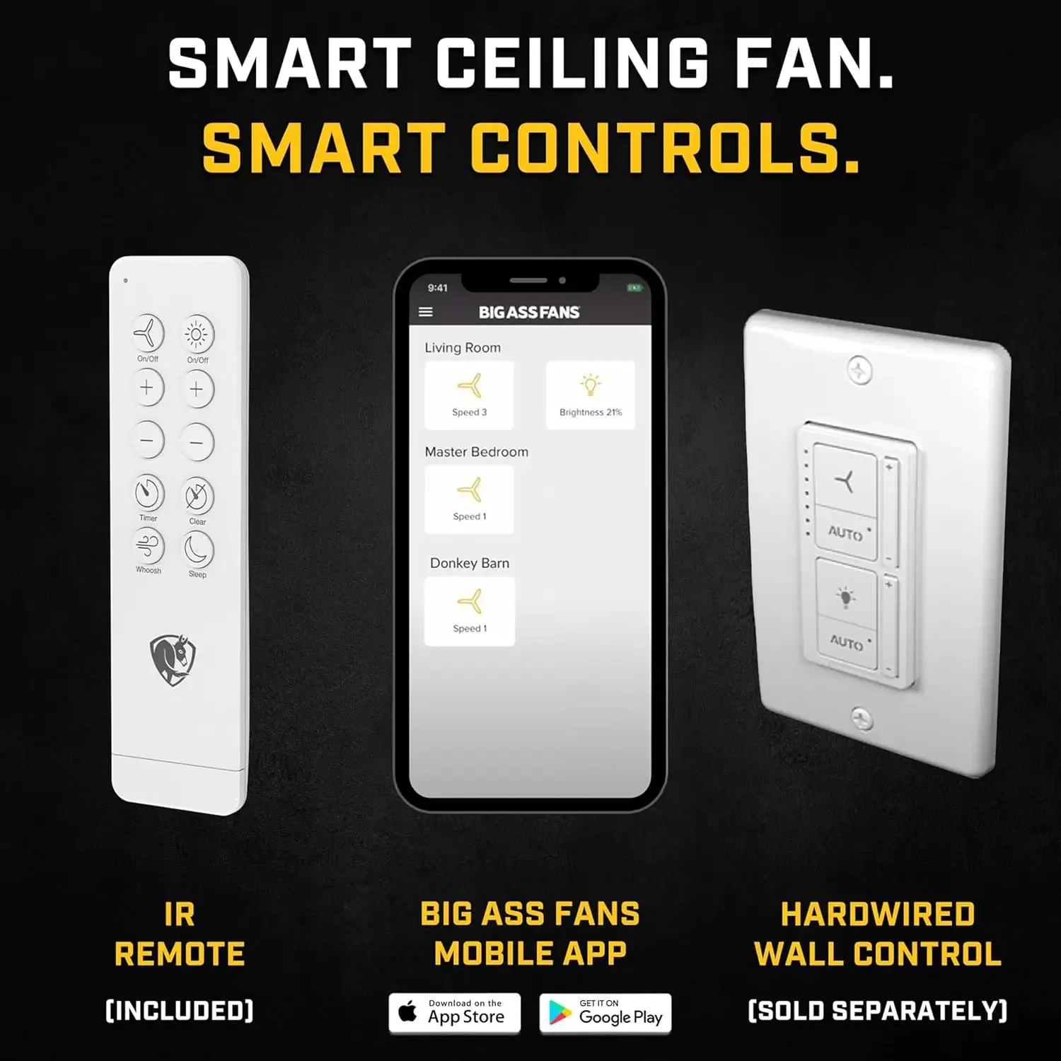 Ventilador de techo inteligente – Refrigeración de bajo consumo para el hogar, el dormitorio, la oficina, el espacio de estar y más – 16 luces