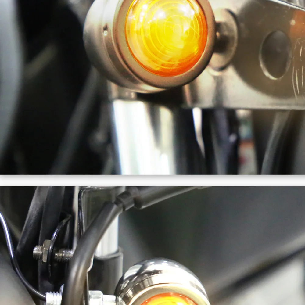 Mini Metal Led Turn Signal For Motorcycles Retro Style 12V Indicator Lamp Universal Brake Fog Light For Cruiser Chopper