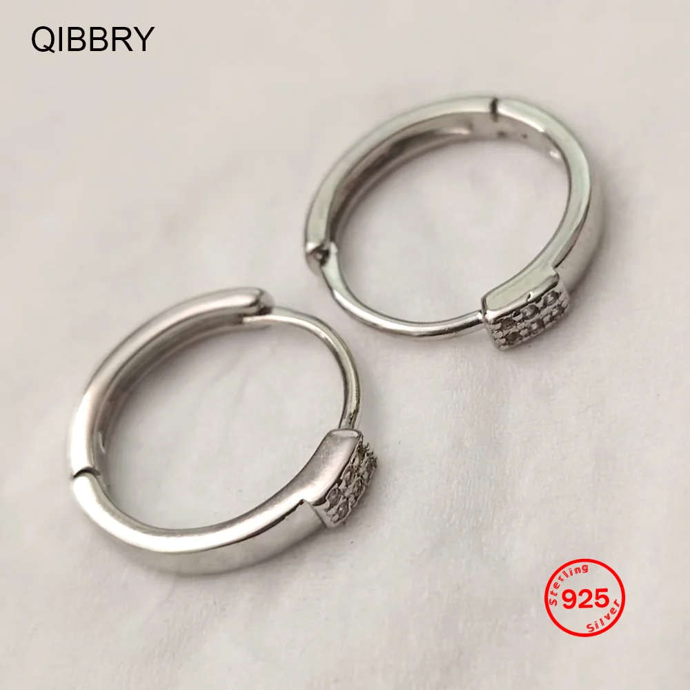 New Fashion White Zircon Charm Hoop Earring For Women Luxury Stamp 925 Sterling Silver Party Jewelry 2026