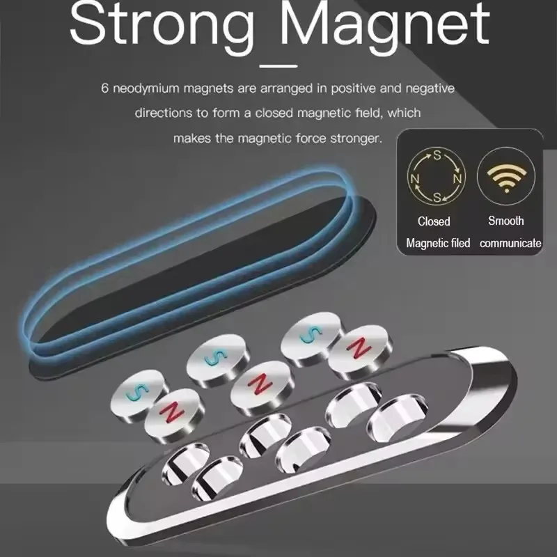 Magnetic Car Phone Holder Rotatable Mini Strip Shape Stand Metal Strong Magnet GPS Car Mount for iPhone 16 Xiaomi Huawei Samsung - view 3