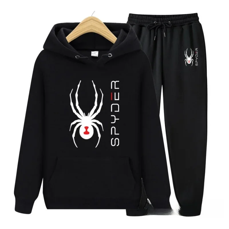 

The new spider-web patterned design wool-lined pullover and trousers set is suitable for both men and women, and can be worn thr