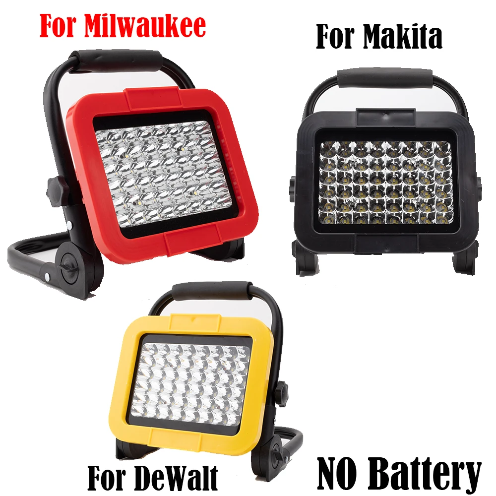 Cordless Led Work Light For Makita/Milwaukee 18V/Dewalt 20/60V Li-ion Battery Outdoor Working Fishing Emergency Lamp(NO Battery)