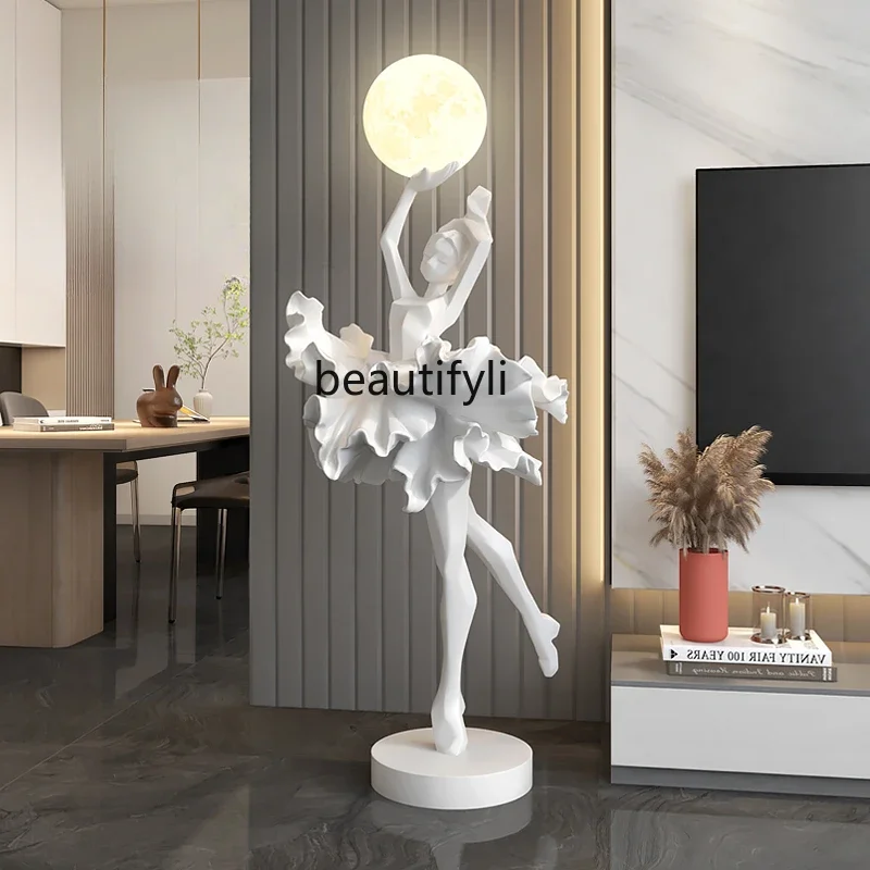 Italian abstract sculpture floor lamp ballet girl art ornament hotel lobby beauty salon entrance decoration