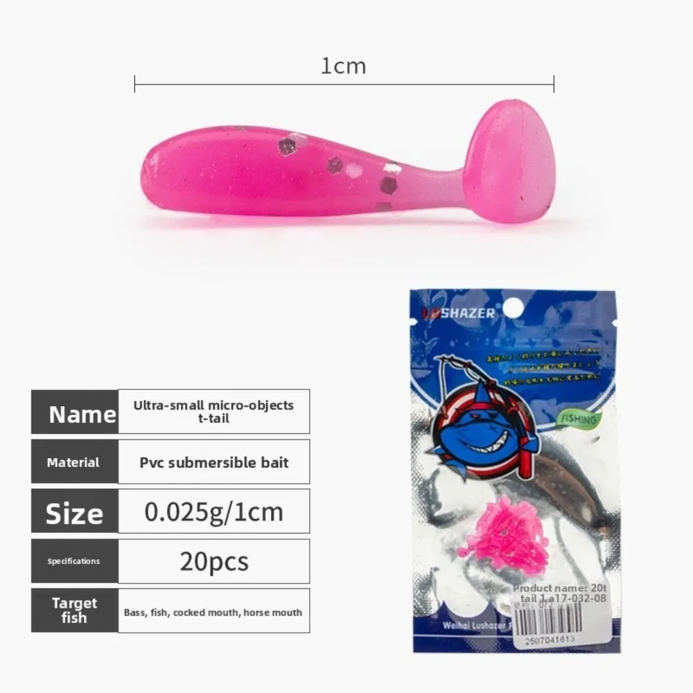 

60pcs Silicone Fishing Soft Lures T Tail 1.0cm Artificial Lures Mix Colors Floating Minnow Baits Winter Fishing