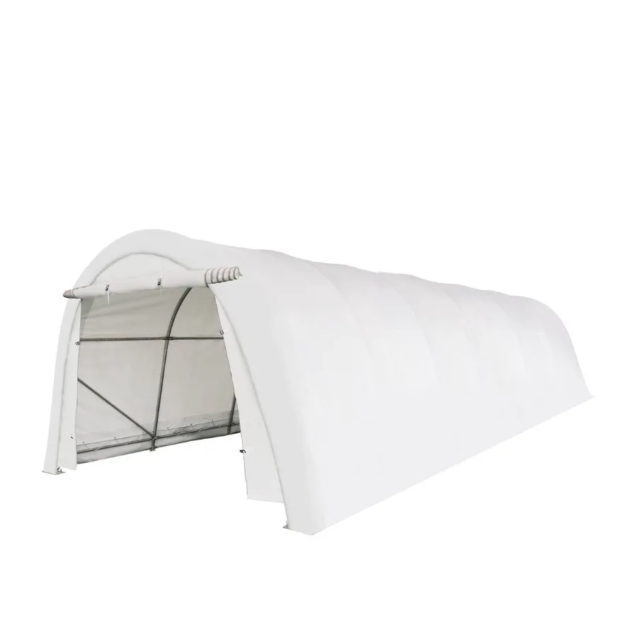 

12' x 30' Car Shelter w Rounded Roof HeavyDuty 11 OZ PE Fabric Cover Galvanized Steel Frame Fabric front rollup door TMGST1230R
