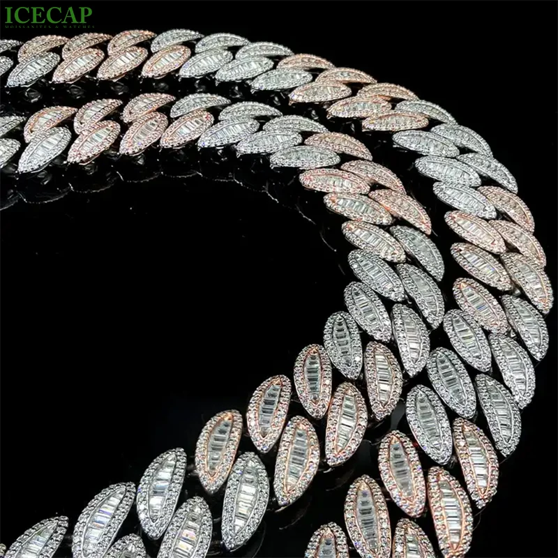 Fashion Jewelry 925 Silvet Iced Out Moissanite Prong Hip Hop Cuban Link Chain Custom Necklace Have Gra Certificate