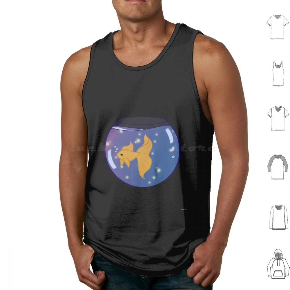 

Майки Starry Fishbowl с принтом Хлопковая миска Starry Purple Blue Gold Fish Gold Fish Эстетическая Vaporwave 80-х 90-х годов