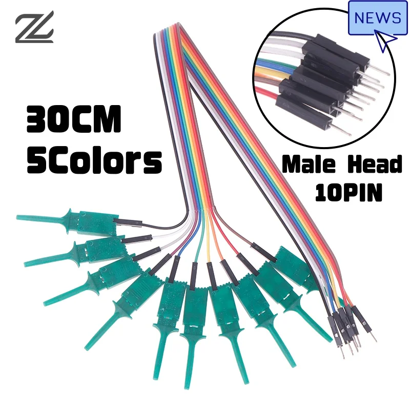 30CM High Efficiency Test Hook Clip Logic Analyzer Cable Gripper Probe Test Clamp Kit For Chips Pins Connecting Testing