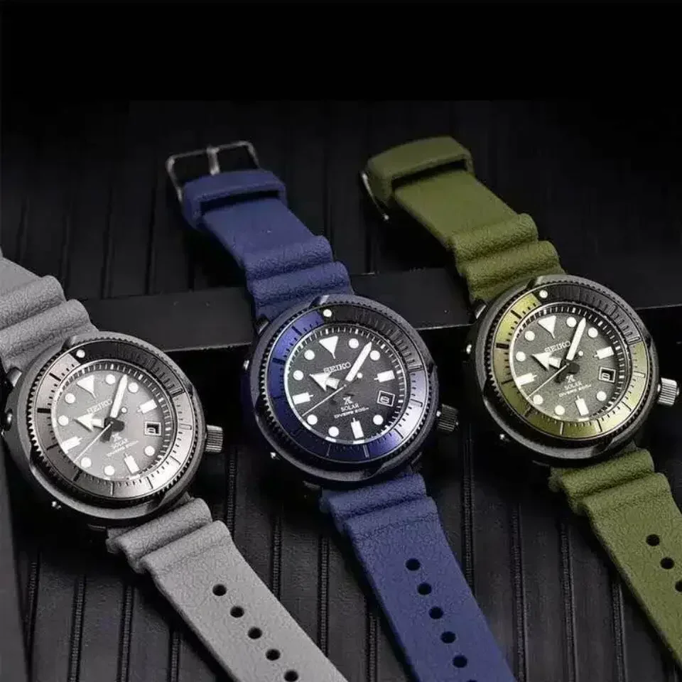 ساعة سيكو للرجال بروسبكس ستريت سبورتس غواص 200 متر مينا أخضر مع سوار من السيليكون ساعة SNE537 موضة رياضية كاجوال ساعة رجالي