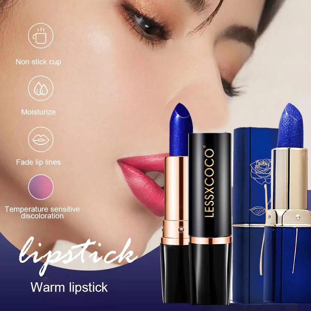 50g Blue Rose Lipstick Temperature Color Changing Lip Lasting Lip Moisturizing Cream Balm Long Make Base U Lipstick Moistur I7Z0