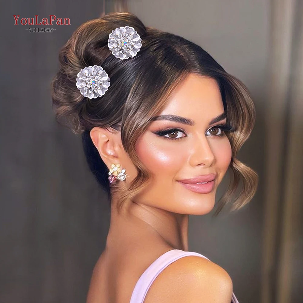 YouLasaupoudrer-Épingle à cheveux en forme de U de fleur en alliage pour femmes, Fourche à cheveux de mariage élégante, Pièce de sauna de mariée, Accessoires pour cheveux, user ins en gros, 765