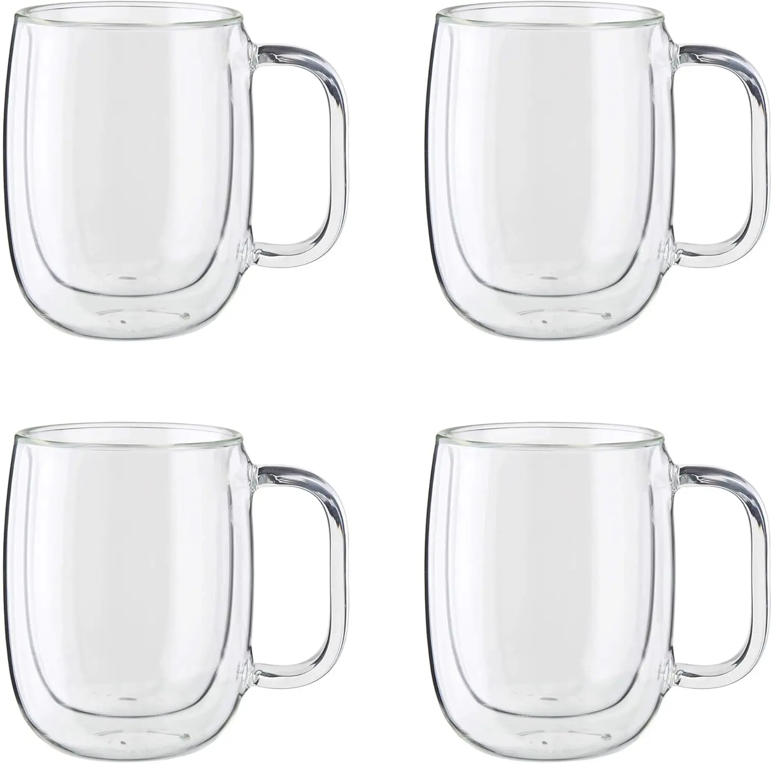 

4-Piece Double-Wall Insulated Glass Coffee Mugs, 12 oz (355ml), Keeps Drinks Hot or Cold