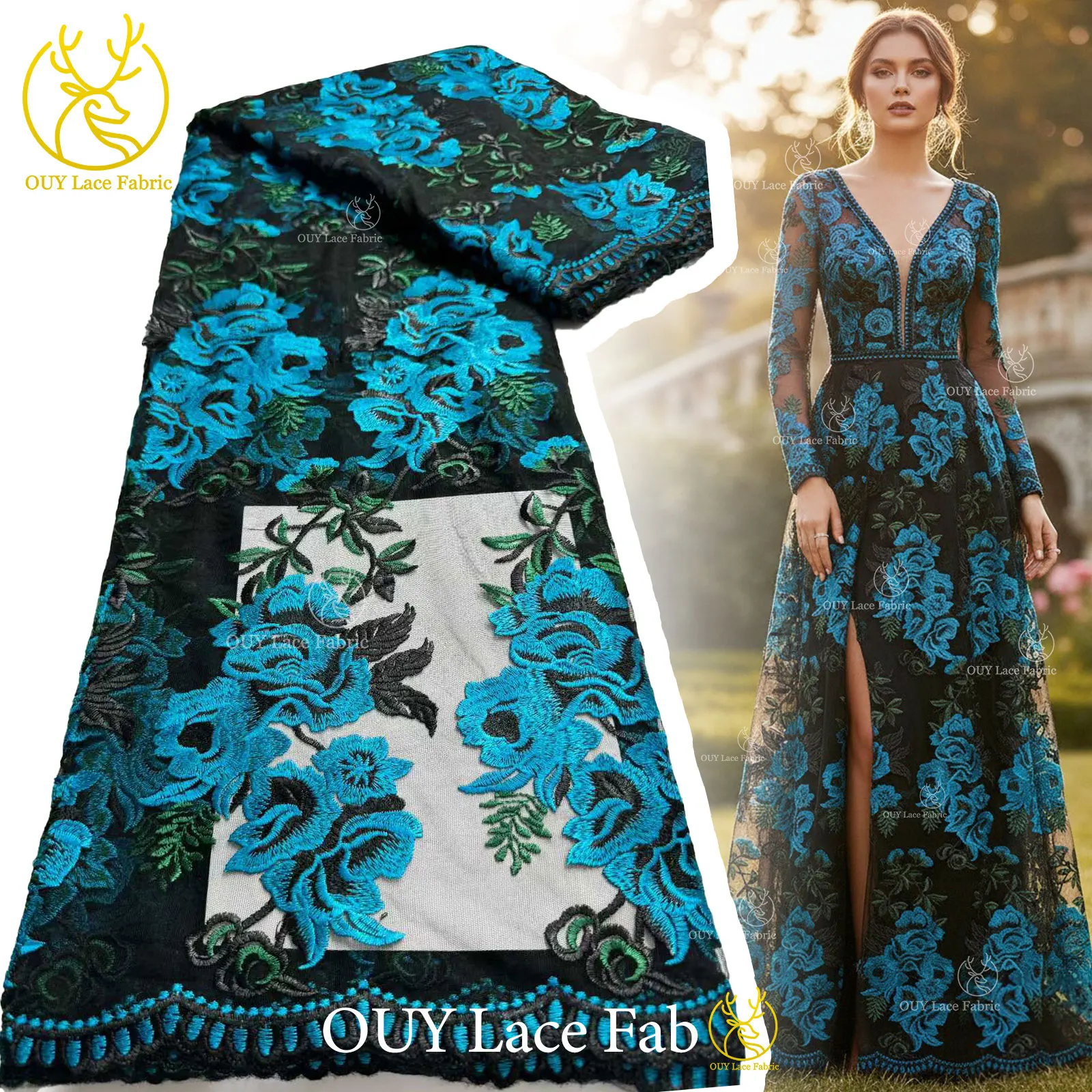 

2026 African Lace Fabric High Quality French Soft Embroidery Lace Mesh Lace Nigerian Tulle Lace Party Dress Sewing 5 Yards