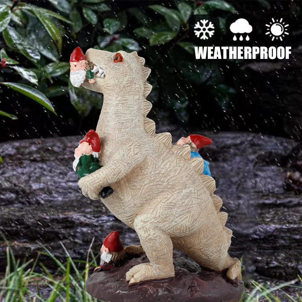 5/1PCS Dinosaur Eating Gnomes Figurines Garden Dwarf Statues Ornament  Animals Sculpture Flowerpot Yard Garden Decor Accessories