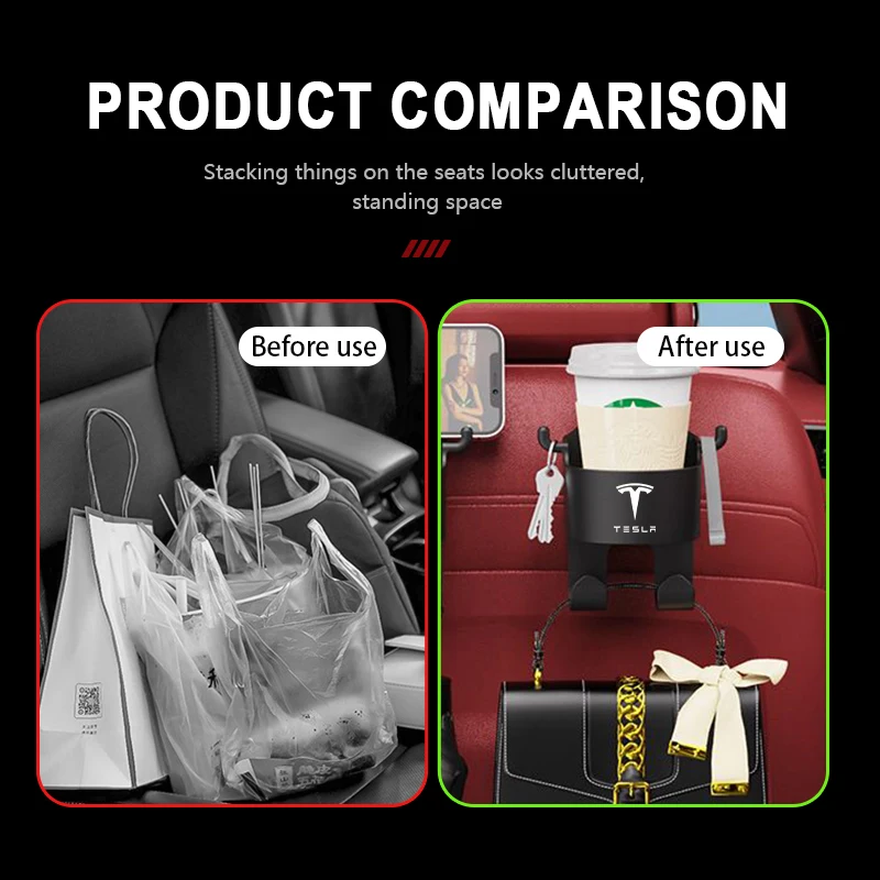 Car Seat Back Water Cup Holder Hook Storage Box Bottle Hanger For Tesla Model 3 S Y X