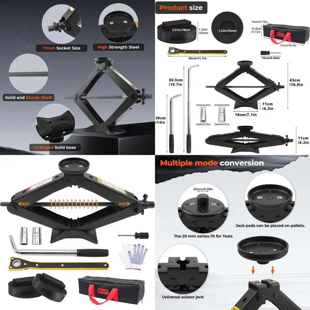 

BMW & MINI 3-Ton Scissor Jack Kit with Rubber Pads, Spare Tire Repair and Tire Change Tools Set