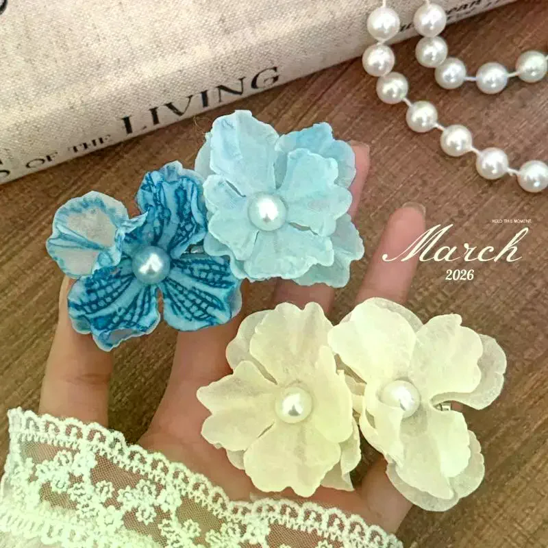 Elegant Handmade Fabric Flower Hair Clip Unique Duckbill Clip for Women for Formal Evening Outfits
