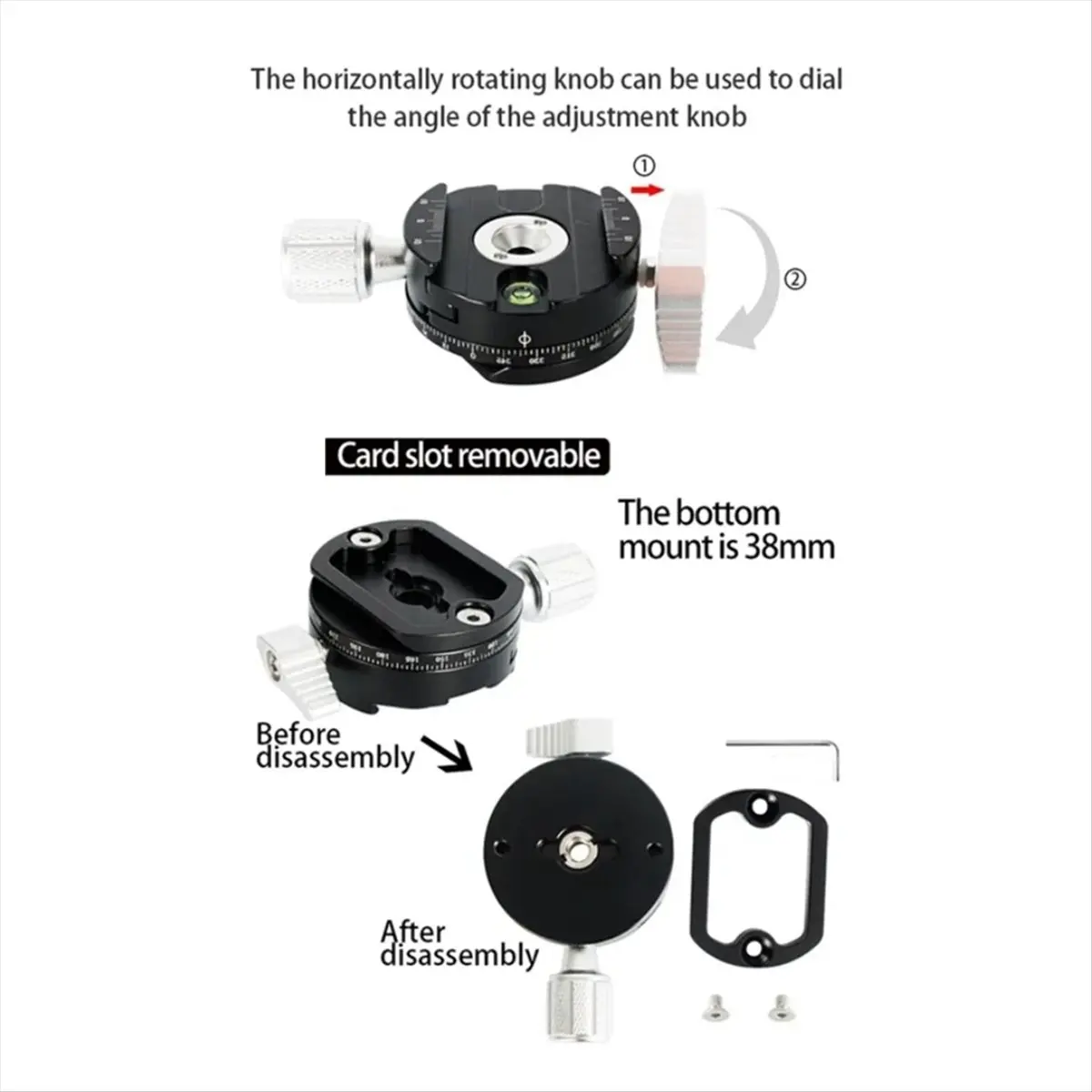 ABGN 360 Degree Rotating Panorama Clamp DSLR Camera Quick Mount Adapter Quick Release Plate for Point Cameras