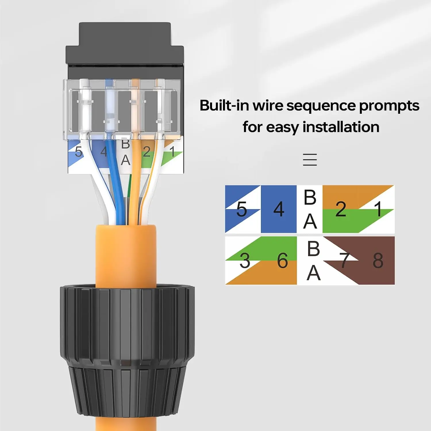 موصلات RJ45 Cat6 أداة إيثرنت مطلية بالذهب مجانًا وقابلة لإعادة الاستخدام لكابلات 22-24 AWG عبوة من قطعتين