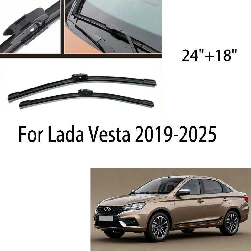 

For Lada Vesta 2019-2025 2020 2021 2022 2023 2024 RHD LHD Wiper Front Wiper Blades Windshield Windscreen Window Brush 24"+18"
