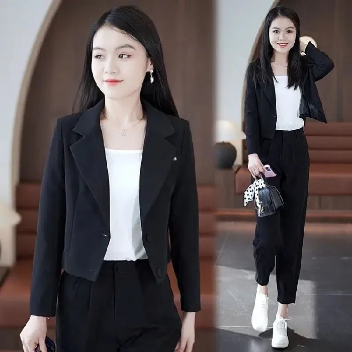 Fashion Suit Set Short Jacket 2024 Spring/summer Korean Version New Long Sleeved Casual Two-piece Set Trend