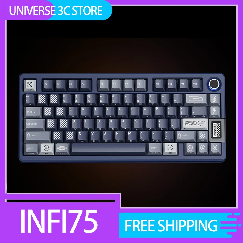 

Keyverse Infi75 Mechanical Keyboard RGB Wireless Three Mode Custom Keep Out Gaming Hifi with Knob Keyboard for Gamer Accessories