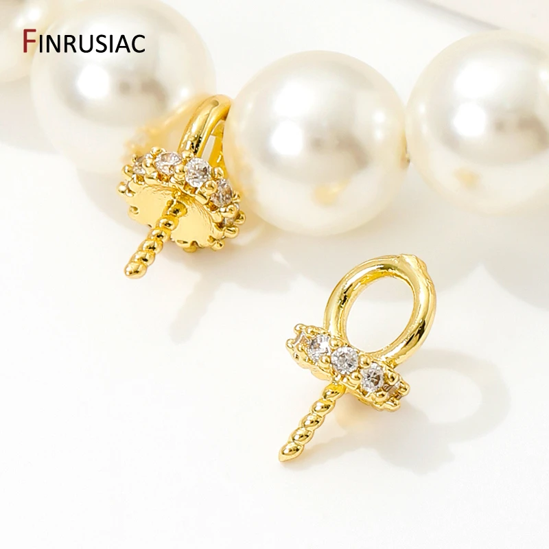 18K Gold Plated Brass Pearl Pendant Mounting Bails Connectors For Jewelry Making Supplies DIY Pearl Accessories