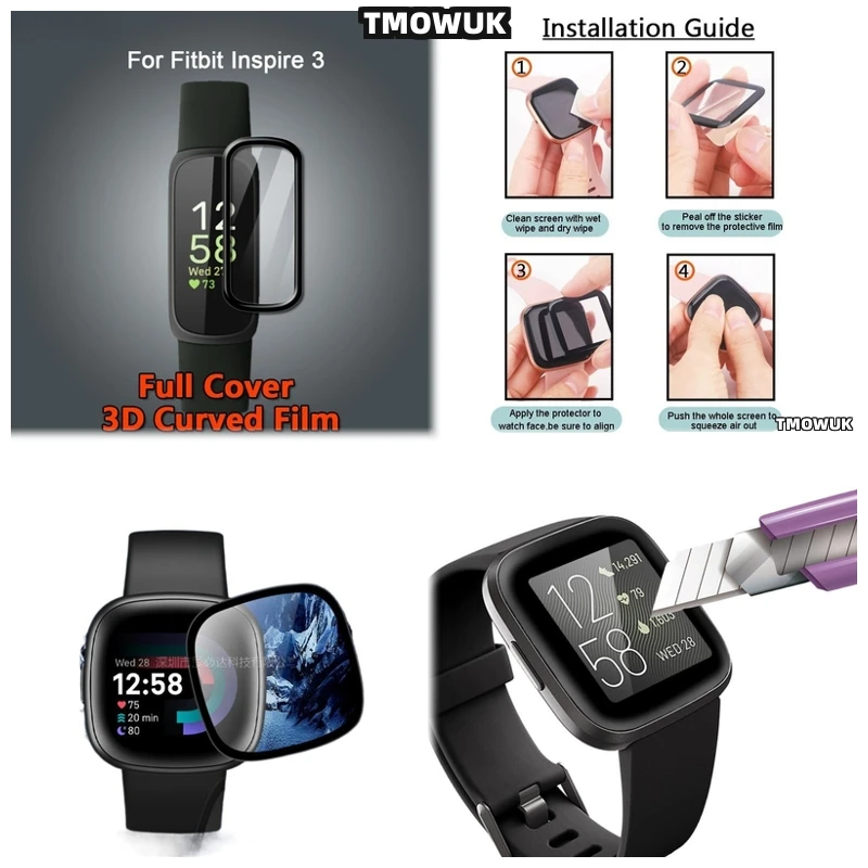 

For Fitbit Sense 2 Versa3 2 4 Inspire 3 Charge 6 5 Soft Flexible 3D PMMA Anti-Scratch Screen